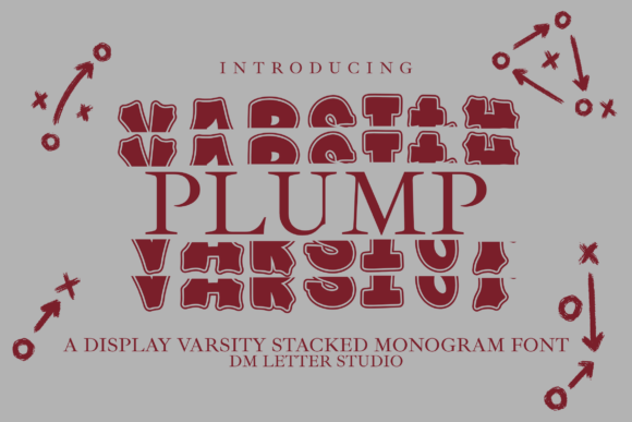 Plump Varsity Stacked Monogram: Bold Team Spirit for Small Spaces